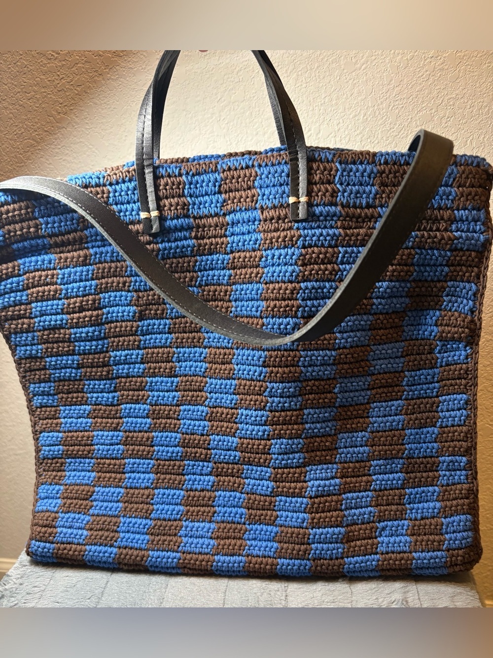 NEW Clare V Summer Simple Tote in Blue and Chocolate
